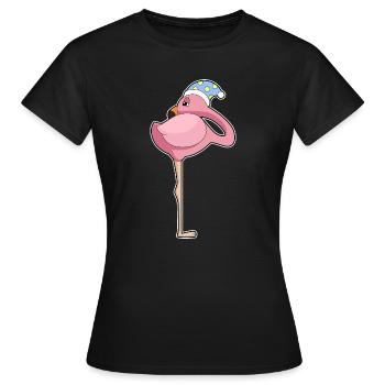 Bonnet de nuit Flamingo Sleeping - T-shirt Femme - noir - Devant - AI Model Female 172 dark (172cm)