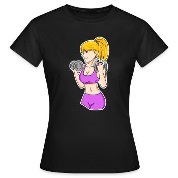 Fitness Frau Hanteln - Frauen T-Shirt - Schwarz - Vorne - AI Model Female 172 dark (172cm)