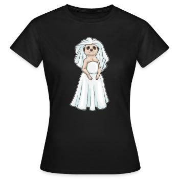 Suricate Voile de mariée Mariage - T-shirt Femme - noir - Devant - AI Model Female 172 dark (172cm)