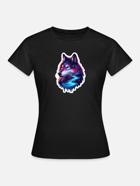 Himmlische Wölfe - Frauen T-Shirt - Schwarz