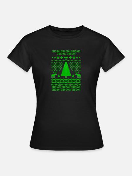 Ugly Christmas Binary Christmas - Frauen T-Shirt - Schwarz