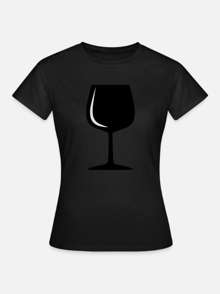 Weinglas - Frauen T-Shirt - Schwarz