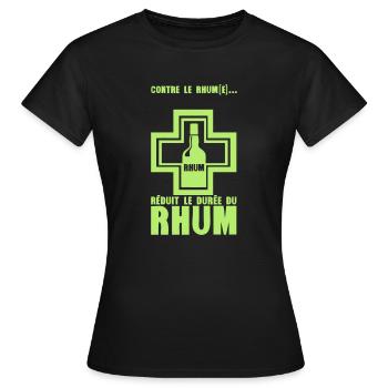 ajouter texte reduit duree rhum pharmacie alcool h - T-shirt Femme - noir - Devant - AI Model Female 172 dark (172cm)