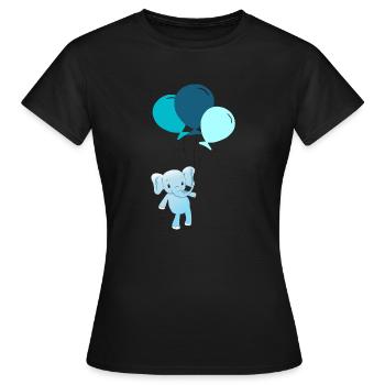 Customizable Elephant with balloons - Women's T-Shirt - black - Front - AI Model Female 172 dark (172cm)