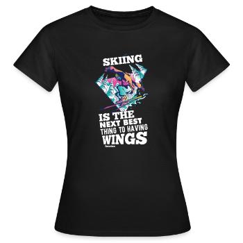 École de ski Moniteur de ski Station de ski - T-shirt Femme - noir - Devant - AI Model Female 172 dark (172cm)