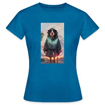 Anime Dog Bernese Mountain Dog - Women's T-Shirt - antique blue sapphire heather - Front - AI Model Female 172 dark (172cm)