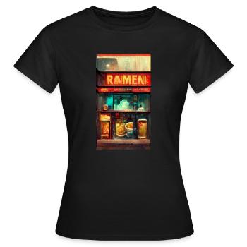 Japanese Ramen Shop Anime - Women's T-Shirt - black - Front - AI Model Female 172 dark (172cm)