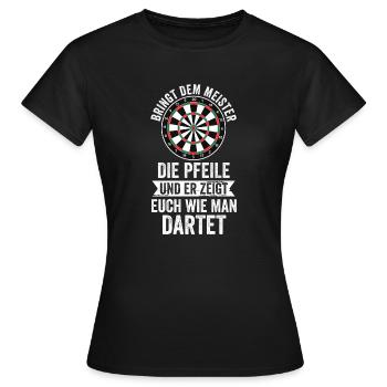 Darten Darts Dartspieler Geschenk - Frauen T-Shirt - Schwarz - Vorne - AI Model Female 172 dark (172cm)