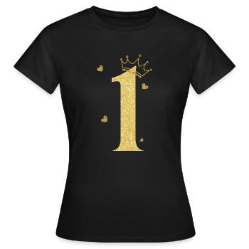 Goldene Krone zum 1. Jahrestag - Frauen T-Shirt - Schwarz - Vorne - AI Model Female 172 dark (172cm)