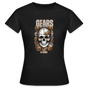 Skull Genius Zahnräder - Frauen T-Shirt - Schwarz - Vorne - AI Model Female 172 dark (172cm)