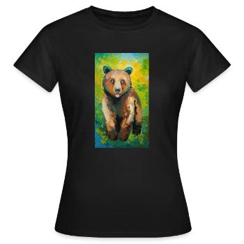 Bear Painting Bär Gemälde - Frauen T-Shirt - Schwarz - Vorne - AI Model Female 172 dark (172cm)