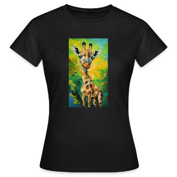 Girafe Peinture Peinture Art bande dessinée - T-shirt Femme - noir - Devant - AI Model Female 172 dark (172cm)