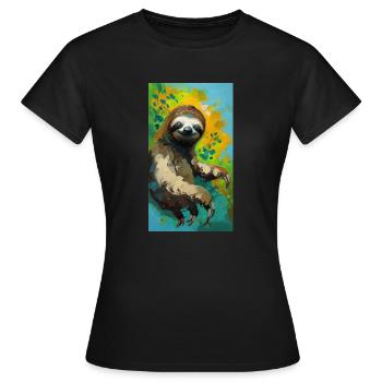 Peinture de paresseux Faultier gemälde kunst BD art - T-shirt Femme - noir - Devant - AI Model Female 172 dark (172cm)