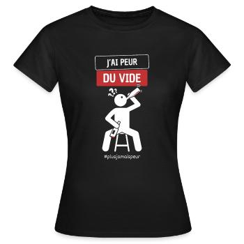J'ai peur du vide humour alcool beauf apéro verre - T-shirt Femme - noir - Devant - AI Model Female 172 dark (172cm)