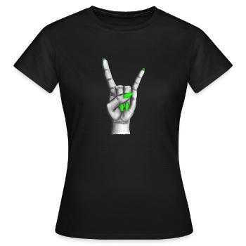 Heavy Metal Hand grüne Nägel - Frauen T-Shirt - Schwarz - Vorne - AI Model Female 172 dark (172cm)