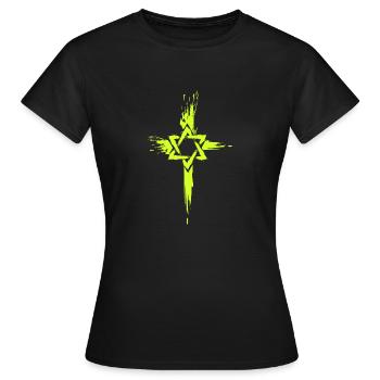 Messianische Juden Kreuz Symbol - Frauen T-Shirt - Schwarz - Vorne - AI Model Female 172 dark (172cm)