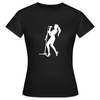 Chanteur au micro - T-shirt Femme - noir - Devant - AI Model Female 172 dark (172cm)