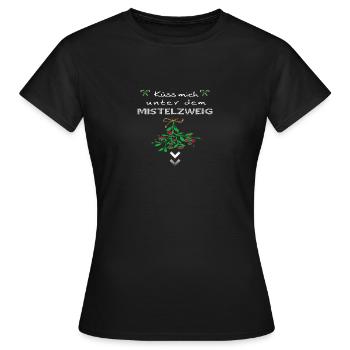 Embrasse-moi sous le gui - T-shirt Femme - noir - Devant - AI Model Female 172 dark (172cm)