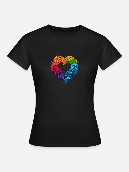 Cœur arc-en-ciel LGBTQIA+ - T-shirt Femme - noir