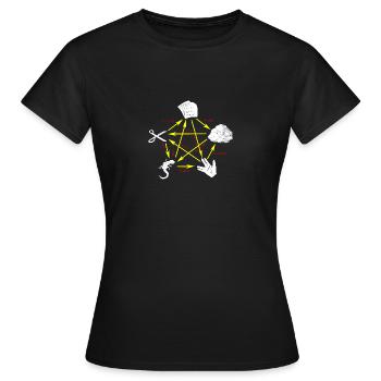 Schere Stein Papier Echse Spock - Frauen T-Shirt - Schwarz - Vorne - AI Model Female 172 dark (172cm)
