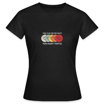 Disque vinyle LP rétro | Cadeau de vinyles vintage - T-shirt Femme - noir - Devant - AI Model Female 172 dark (172cm)