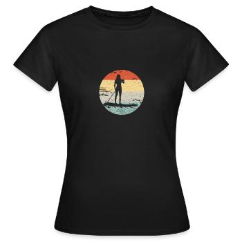 SUP Standup Paddleboard Retro Look Geschenk - Frauen T-Shirt - Schwarz - Vorne - AI Model Female 172 dark (172cm)