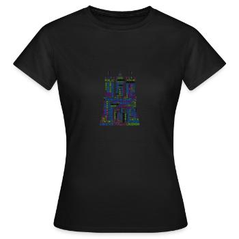 Hamburg Wordcloud Design Stadtteile - Frauen T-Shirt - Schwarz - Vorne - AI Model Female 172 dark (172cm)