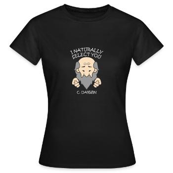 Le naturaliste Charles Darwin - T-shirt Femme - noir - Devant - AI Model Female 172 dark (172cm)