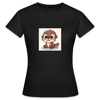 Kleiner Otter mit Brille - Frauen T-Shirt - Schwarz - Vorne - AI Model Female 172 dark (172cm)