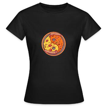 Pizza fusion en équilibre - T-shirt Femme - noir - Devant - AI Model Female 172 dark (172cm)