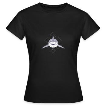 Abstract Polygonal White Shark Teeths Retro Shark - Frauen T-Shirt - Schwarz - Vorne - AI Model Female 172 dark (172cm)