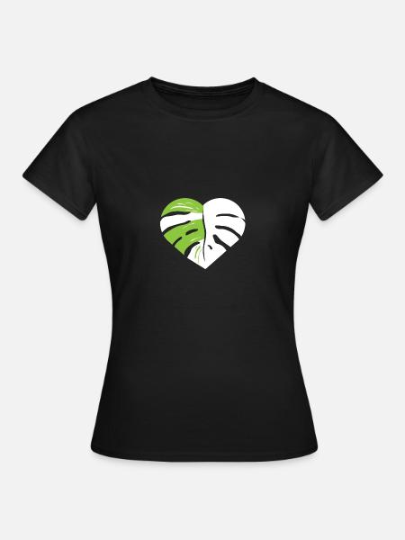Monstera Herzblatt - Frauen T-Shirt - Schwarz