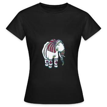 Éléphant coloré - T-shirt Femme - noir - Devant - AI Model Female 172 dark (172cm)