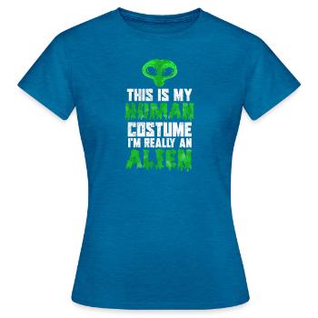 Halloween I'm Really An Alien - Women's T-Shirt - antique blue sapphire heather - Front - AI Model Female 172 dark (172cm)