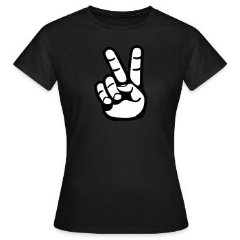 Peace Zeichen, Victory Zeichen - Frauen T-Shirt - Schwarz - Vorne - AI Model Female 172 dark (172cm)