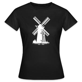 Niederländische Getreide Windmühle für Weizen Mehl - Frauen T-Shirt - Schwarz - Vorne - AI Model Female 172 dark (172cm)