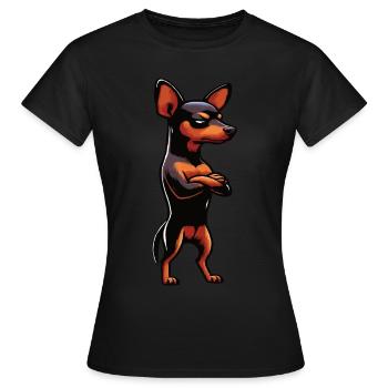 Pinscher miniature Pinscher Pinscher Pinscher Propriétaire Minpin - T-shirt Femme - noir - Devant - AI Model Female 172 dark (172cm)