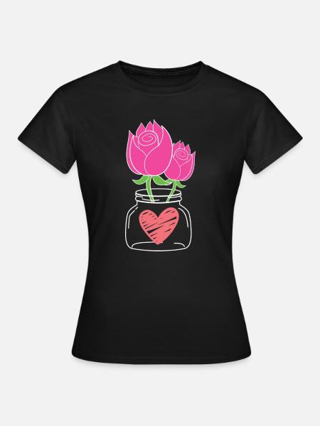 Étreindre des roses en pot Mason imprimer - T-shirt Femme - noir