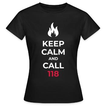 Restez calme et appelez le 118 numéro d'urgence suisse - T-shirt Femme - noir - Devant - AI Model Female 172 dark (172cm)