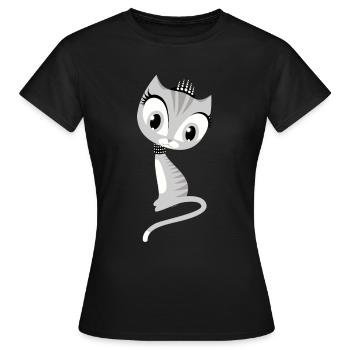 Pussy Deluxe Kitty Krone - Frauen T-Shirt - Schwarz - Vorne - AI Model Female 172 dark (172cm)