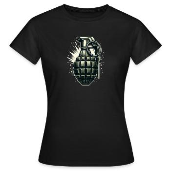 Detonate-Design: Klassische Granate - Frauen T-Shirt - Schwarz - Vorne - AI Model Female 172 dark (172cm)