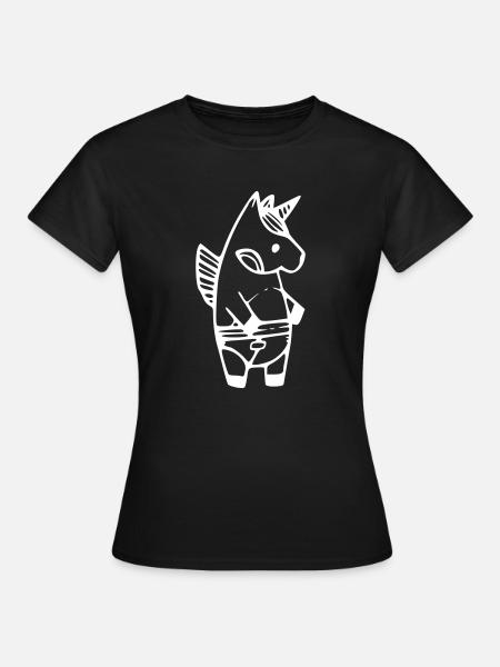 einhorn mit windel - Frauen T-Shirt - Schwarz