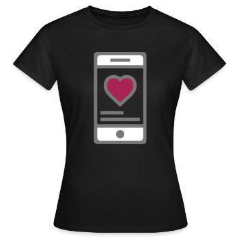sms handy love herz valentin mobil - Frauen T-Shirt - Schwarz - Vorne - AI Model Female 172 dark (172cm)
