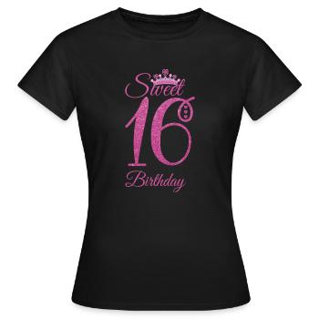Rosa süße sechzehn Geburtstag - Frauen T-Shirt - Schwarz - Vorne - AI Model Female 172 dark (172cm)