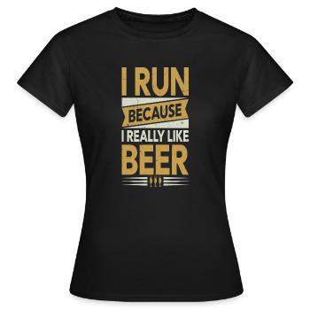 Je cours parce que j’aime vraiment la bière - T-shirt Femme - noir - Devant - AI Model Female 172 dark (172cm)