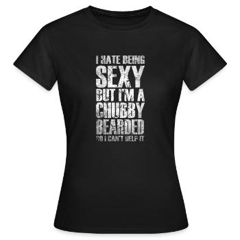 Ich hasse es, sexy zu sein, aber ich bin mollig bärtig - Frauen T-Shirt - Schwarz - Vorne - AI Model Female 172 dark (172cm)