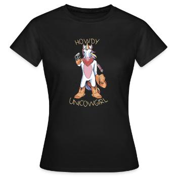 HOWDY UNICOWGIRL - Frauen T-Shirt - Schwarz - Vorne - AI Model Female 172 dark (172cm)