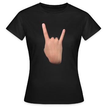 Signe des cornes (dos) - T-shirt Femme - noir - Devant - AI Model Female 172 dark (172cm)