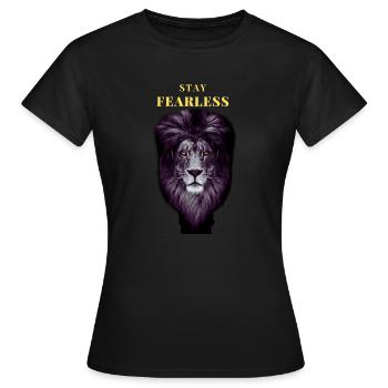 Bleib furchtlos Löwe - Furchtloser Löwe - Löwenher - Frauen T-Shirt - Schwarz - Vorne - AI Model Female 172 dark (172cm)