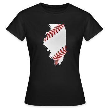 Illinois (États-Unis) | Vrai baseball | Carte - T-shirt Femme - noir - Devant - AI Model Female 172 dark (172cm)